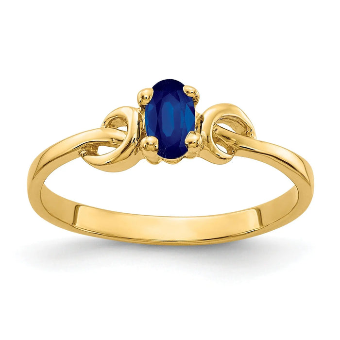 0.35 Ct Oval Blue Sapphire Prong 14K Yellow Gold Solitaire Knot Ring by Fine Color Jewels