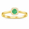0.35 Ct Round Green Emerald and Moissanite Prong 22K Gold Vermeil Cushion Halo Ring