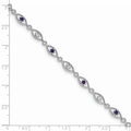0.35 Ct Round Purple Amethyst & Diamond Prong Sterling Silver Evil Eye Link Bracelet by Fine Color Jewels