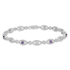 0.35 Ct Round Purple Amethyst & Diamond Prong Sterling Silver Evil Eye Link Bracelet