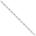 0.35 Ct Round Purple Amethyst & Diamond Prong Sterling Silver Evil Eye Link Bracelet by Fine Color Jewels