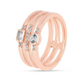0.35 Ct Round White Sapphire and White Topaz Flush Silver Three Band Ring by Fine Color Jewels