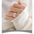 0.35 Ct Round White Sapphire and White Topaz Flush Silver Three Band Ring by Fine Color Jewels