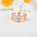 0.35 Ct Round White Sapphire and White Topaz Flush Silver Three Band Ring by Fine Color Jewels