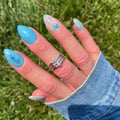 0.35 Ct White Sapphire and White Topaz Bezel Silver Three Band Ring by Fine Color Jewels