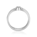 0.35 Ct White Sapphire and White Topaz Bezel Silver Three Band Ring by Fine Color Jewels