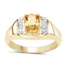 0.36 Ct Cushion Yellow Citrine and White Topaz Prong Silver Ring