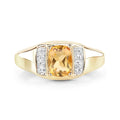 0.36 Ct Cushion Yellow Citrine and White Topaz Prong Silver Ring by Fine Color Jewels