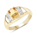 0.36 Ct Cushion Yellow Citrine and White Topaz Prong Silver Ring by Fine Color Jewels