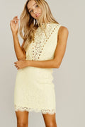 Lace Detail Dress Light Yellow by Boutique 23