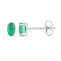 0.38 Ct Oval Green Zambian Emerald Prong 10K Gold Stud Earrings by Fine Color Jewels