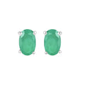 0.38 Ct Oval Green Zambian Emerald Prong 10K Gold Stud Earrings by Fine Color Jewels
