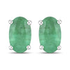 0.38 Ct Oval Green Zambian Emerald Prong 10K Gold Stud Earrings