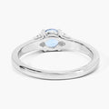 0.38 Ct Round Blue Aquamarine and Lab Diamond Prong Silver Cocktail Ring by Fine Color Jewels