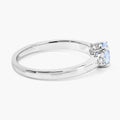 0.38 Ct Round Blue Aquamarine and Lab Diamond Prong Silver Cocktail Ring by Fine Color Jewels