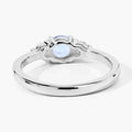 0.38 Ct Round Blue Aquamarine and Lab Diamond Prong Silver Three Stone Ring by Fine Color Jewels