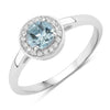 0.38 Ct Round Blue Aquamarine Lab Grown Diamond Prong Silver Halo Ring