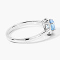 0.38 Ct Round Blue Aquamarine Lab Grown Diamond Prong Silver Halo Ring by Fine Color Jewels