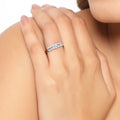 0.38 Ct Round Violet Tanzanite Diamond Prong 14K Yellow Gold Half Eternity Halo Band Ring by Fine Color Jewels