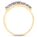0.38 Ct Round Violet Tanzanite Diamond Prong 14K Yellow Gold Half Eternity Halo Band Ring by Fine Color Jewels