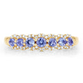 0.38 Ct Round Violet Tanzanite Diamond Prong 14K Yellow Gold Half Eternity Halo Band Ring by Fine Color Jewels