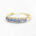 0.38 Ct Round Violet Tanzanite Diamond Prong 14K Yellow Gold Half Eternity Halo Band Ring by Fine Color Jewels