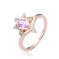 0.39 Ct Pear Pink Sapphire and White Sapphire Prong Silver Crown Ring by Fine Color Jewels