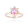 0.39 Ct Pear Pink Sapphire and White Sapphire Prong Silver Crown Ring by Fine Color Jewels