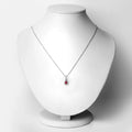 0.40 Ct Pear Pink Ruby Lab Diamond Prong Silver Halo Teardrop Pendant Necklace by Fine Color Jewels