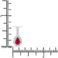 0.40 Ct Pear Pink Ruby Lab Diamond Prong Silver Halo Teardrop Pendant Necklace by Fine Color Jewels