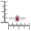 0.40 Ct Pear Pink Ruby & Lab Grown Diamond Prong Silver Halo Pave Band Ring by Fine Color Jewels