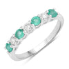 0.40 Ct Round Green Zambian Emerald and Lab Diamond Prong Silver 7 Stone Half Eternity Ring