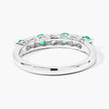 0.40 Ct Round Green Zambian Emerald and Lab Diamond Prong Silver 7 Stone Half Eternity Ring by Fine Color Jewels