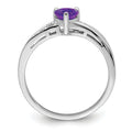 0.41 Ct Heart Purple Amethyst and White Diamond Prong Silver Promise Ring by Fine Color Jewels