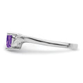 0.41 Ct Heart Purple Amethyst and White Diamond Prong Silver Promise Ring by Fine Color Jewels
