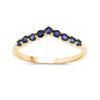 0.41 Ct Round Blue Sapphire Prong 10k Yellow Gold Wishbone Ring