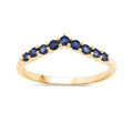 0.41 Ct Round Blue Sapphire Prong 10k Yellow Gold Wishbone Ring by Fine Color Jewels
