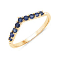 0.41 Ct Round Blue Sapphire Prong 10k Yellow Gold Wishbone Ring by Fine Color Jewels