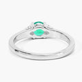 0.42 Ct Round Green Zambian Emerald and Lab Diamond Prong Silver Cocktail Ring by Fine Color Jewels