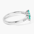 0.42 Ct Round Green Zambian Emerald & Lab Diamond Prong Silver Pave Floral Ring by Fine Color Jewels