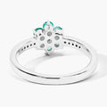 0.42 Ct Round Green Zambian Emerald & Lab Diamond Prong Silver Pave Floral Ring by Fine Color Jewels