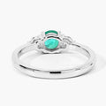 0.42 Ct Round Green Zambian Emerald & Lab Diamond Prong Silver Three Stone Ring by Fine Color Jewels
