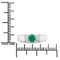 0.42 Ct Round Green Zambian Emerald & Lab Grown Diamond Prong Silver Promise Ring by Fine Color Jewels