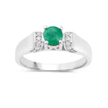 0.42 Ct Round Green Zambian Emerald & Lab Grown Diamond Prong Silver Promise Ring by Fine Color Jewels