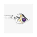 0.43 Ct Heart Purple Amethyst Prong Silver Double Heart Mom Pendant Necklace by Fine Color Jewels