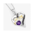 0.43 Ct Heart Purple Amethyst Prong Silver Double Heart Mom Pendant Necklace by Fine Color Jewels