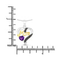 0.43 Ct Heart Purple Amethyst Prong Silver Double Heart Mom Pendant Necklace by Fine Color Jewels