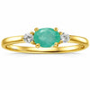 0.43 Ct Oval Green Emerald and White Sapphire Prong 22K Gold Vermeil Three Stone Promise Ring