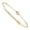 0.43 Ct Pear White Lab Grown Diamond Bezel 14K Yellow Gold Station Chain Bracelet