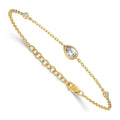 0.43 Ct Pear White Lab Grown Diamond Bezel 14K Yellow Gold Station Chain Bracelet by Fine Color Jewels